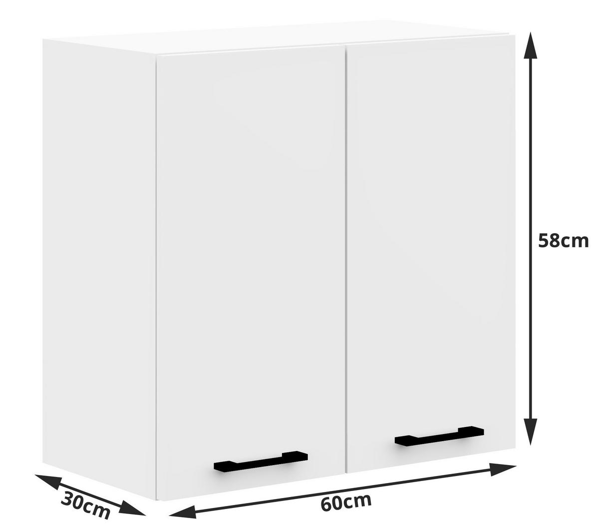 KÜCHENSCHRANK Weiß 30x60x58cm - Schwarz/Weiß, Holzwerkstoff/Kunststoff (60/58/30cm) - Akord