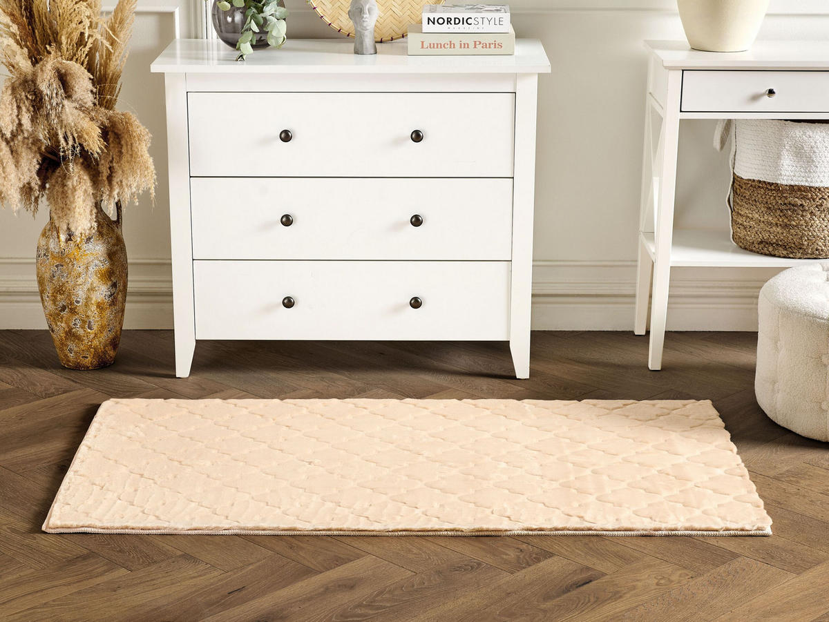 SHAGGY-KUNSTFELLTEPPICH Gharo 150/80 cm - Beige, Kunststoff (80/150cm) - Beliani