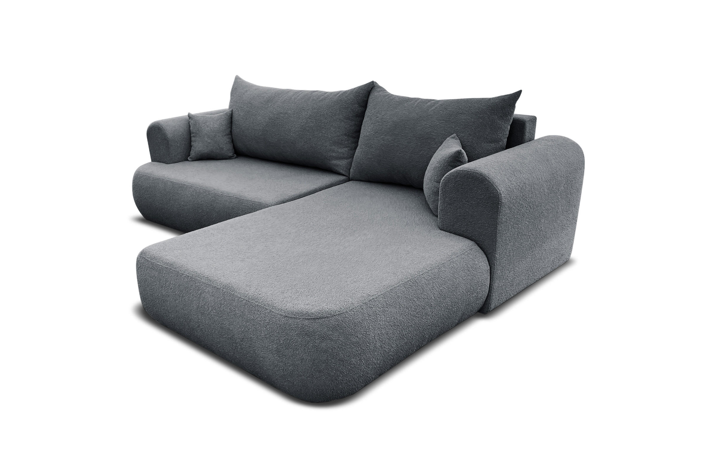 ECKSOFA BRAVO 280/180 in Bouclé Dunkelgrau rechts - Dunkelgrau, Holz/Holzwerkstoff (280/180cm) - Deine Möbel 24