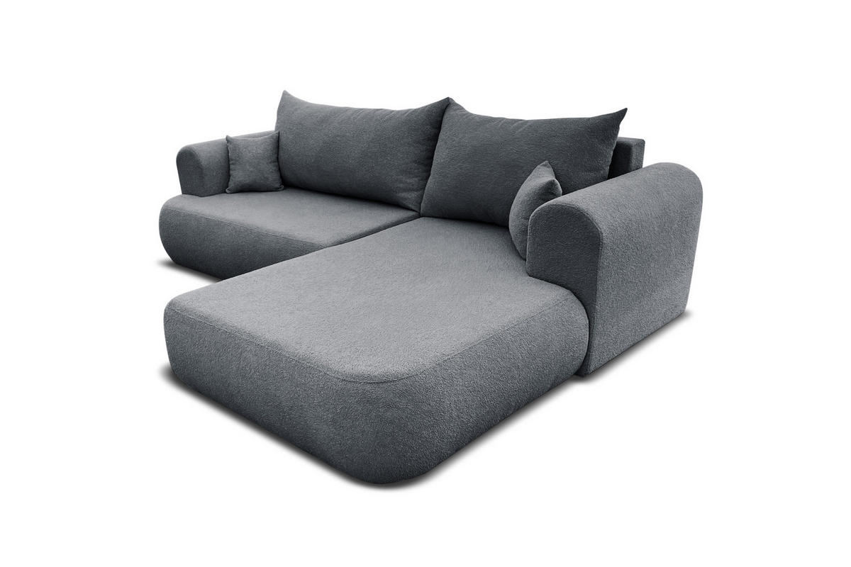 ECKSOFA BRAVO 280/180 in Bouclé Dunkelgrau rechts - Dunkelgrau, Holz/Holzwerkstoff (280/180cm) - Deine Möbel 24