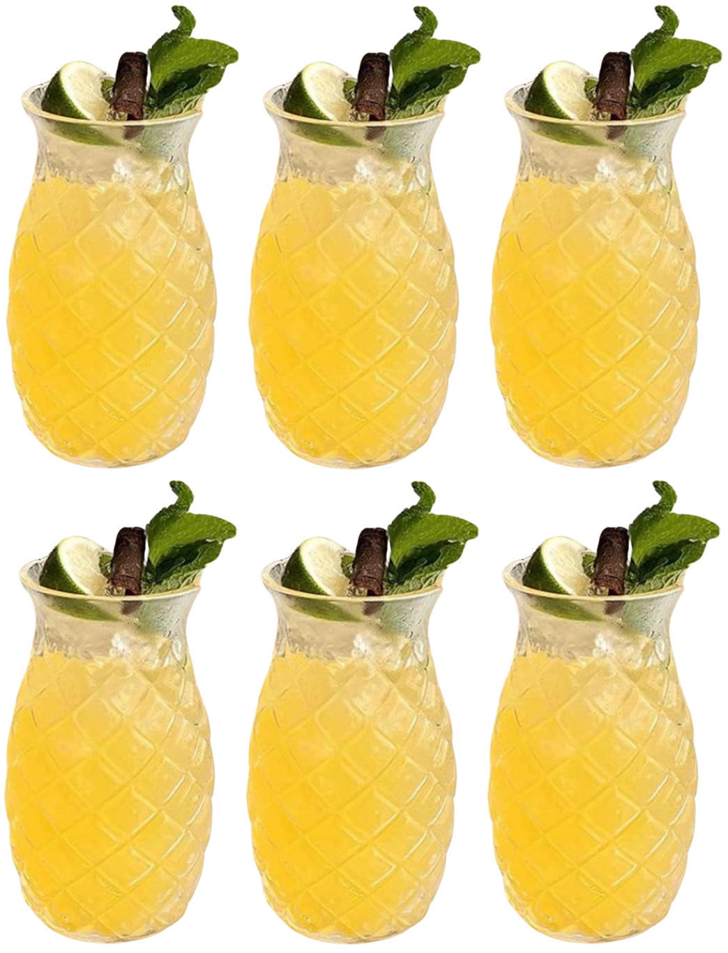 COCKTAILGLAS Cocktailgläser / Tiki Ananas Gläser - 400 ml - 6 Stück - Transparent, Glas (0.4L) - Cookinglife
