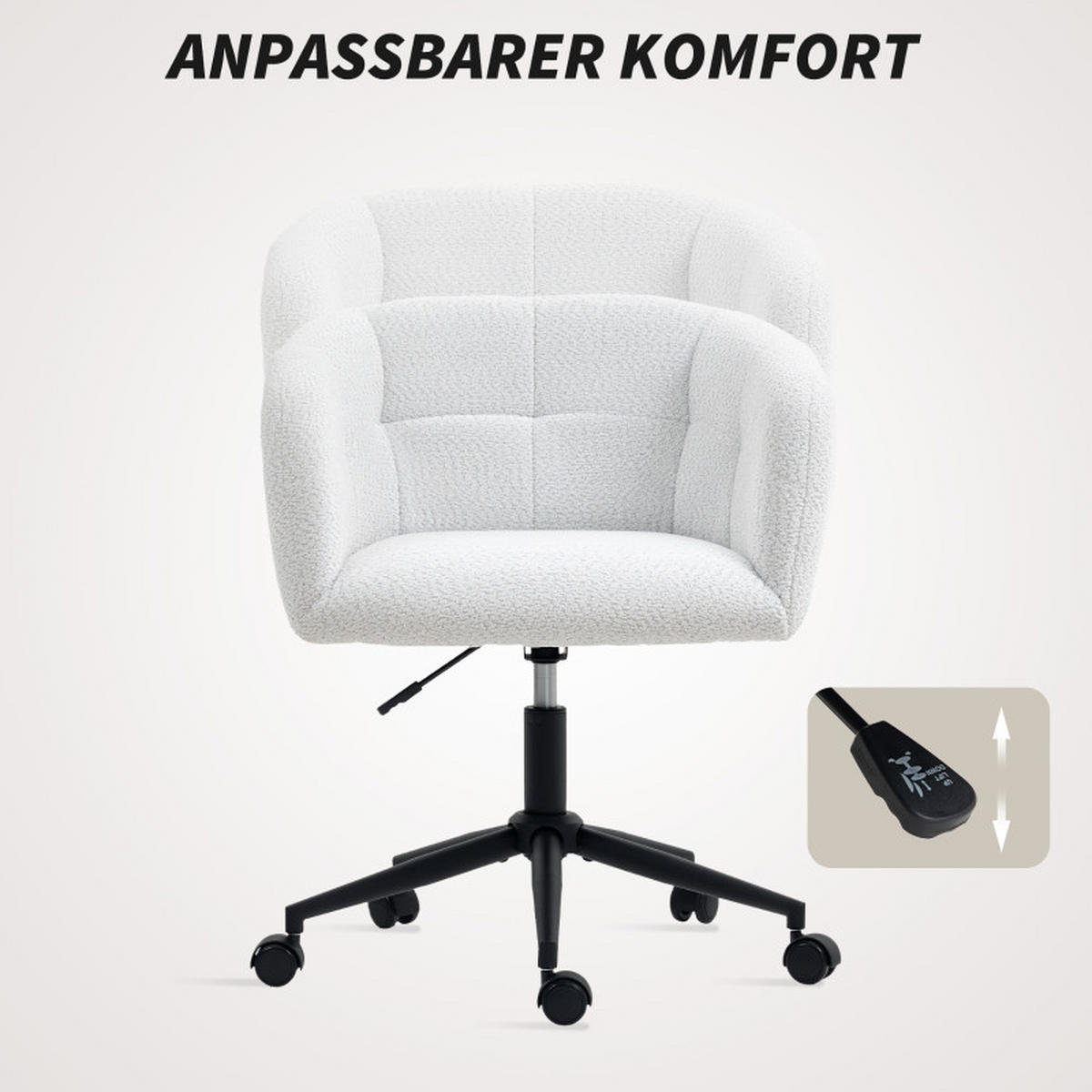 DREHSTUHL 65/59/75-85 cm cremeweiß aus Polyester höhenverstellbar - Creme, Kunststoff (59/85/65cm) - OKWISH