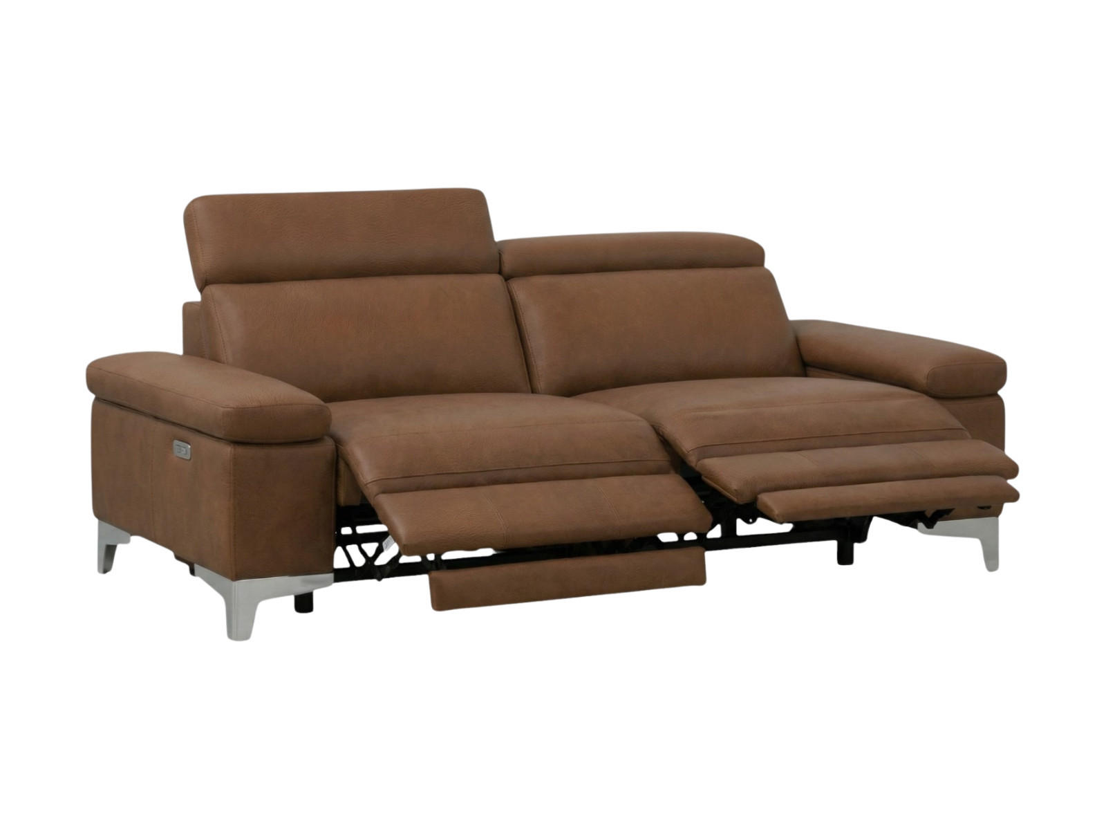 3-SITZER Sofa Talisman Echtleder mit 2 x Relaxfunktion Cognacbraun - Cognac, Leder/Metall (216/80/100cm)