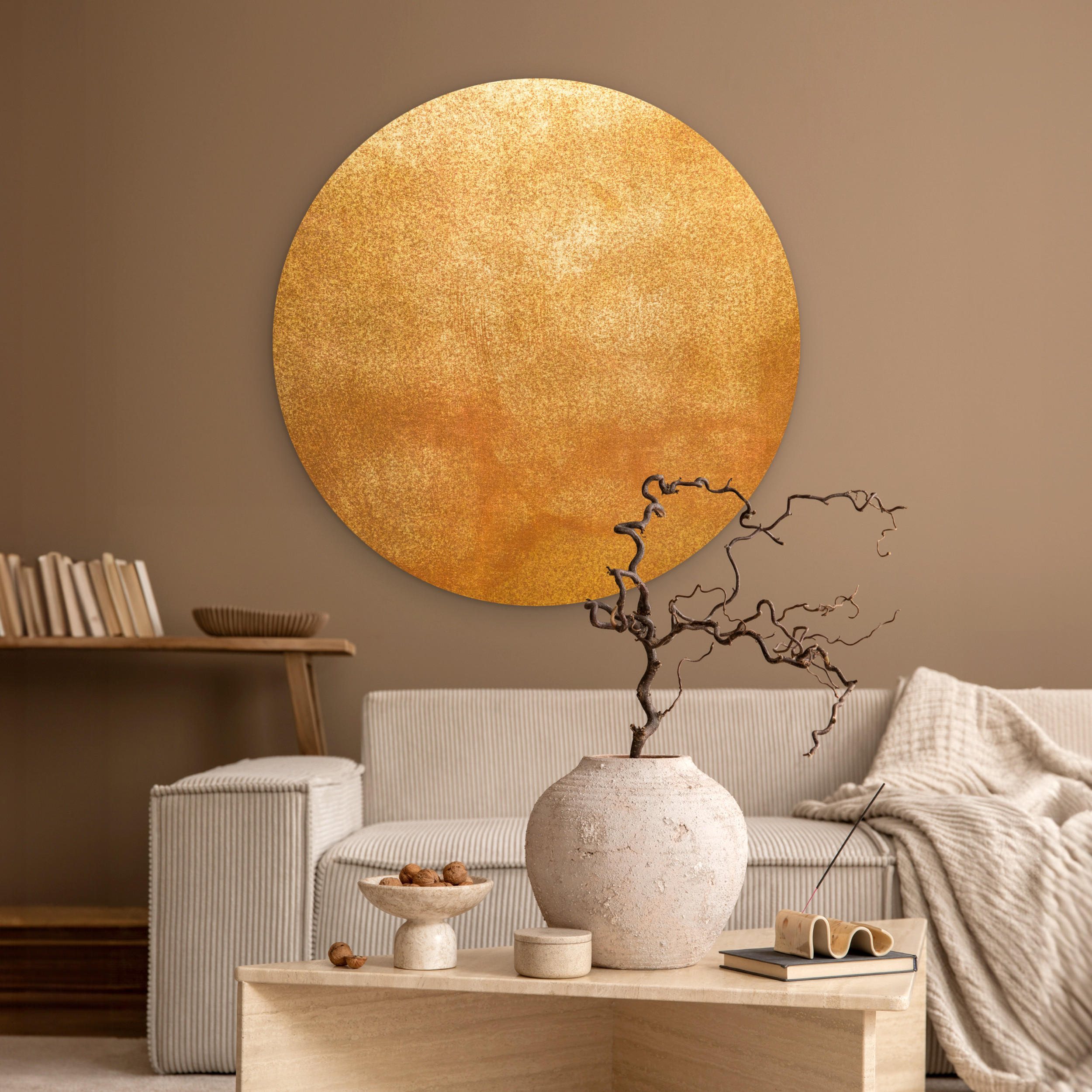 WANDBILD Eisen - Rost - Gold - Metall - Luxus 90x90 cm - Goldfarben, Kunststoff (90/90cm) - MuchoWow