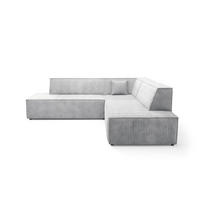 ECKSOFA TESSO II R-S Grau Kordstoff mit Schlaffunktion - Grau, Holz (254/254cm) - MASSENO
