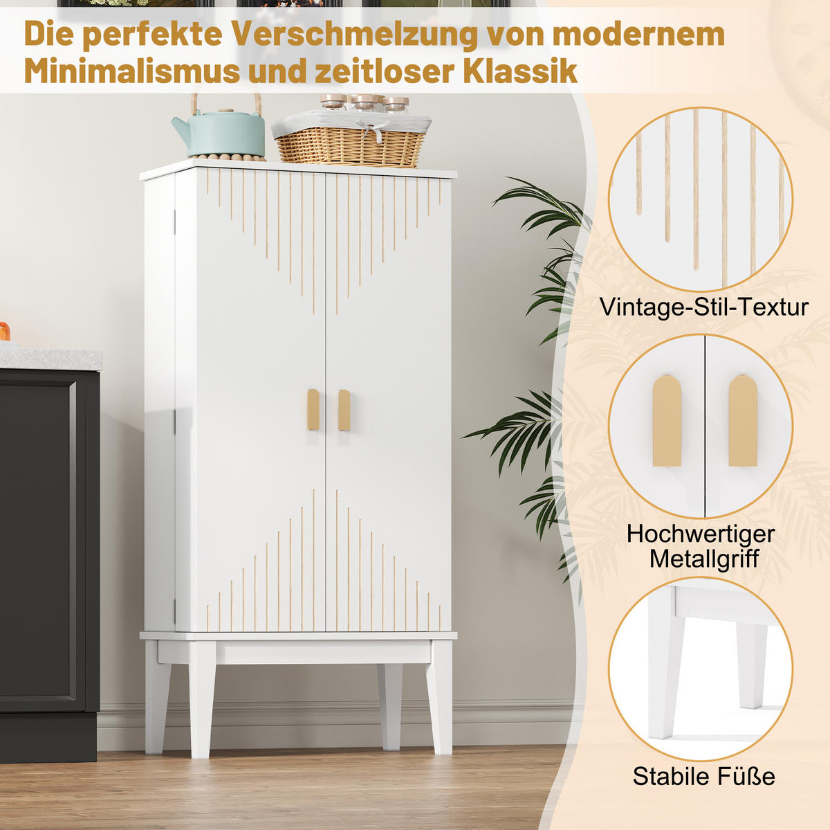 BUFFET 120/30/59 cm Weiß aus MDF mit 2 Türen - Weiß, Holzwerkstoff (59/120/30cm) - OKWISH