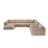 PANORAMASOFA rechts Kaelle aus Samt beige 8 Sitzplätze - Beige, Textil (284/85/384cm) - Micadoni