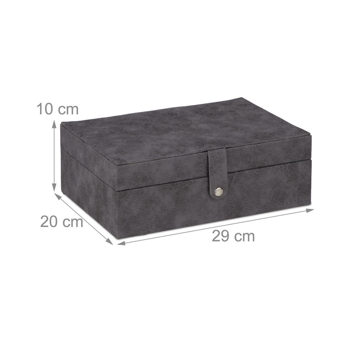 SCHMUCKKÄSTCHEN - Grau, Holzwerkstoff/Wellpappe (29/10/20cm) - Relaxdays