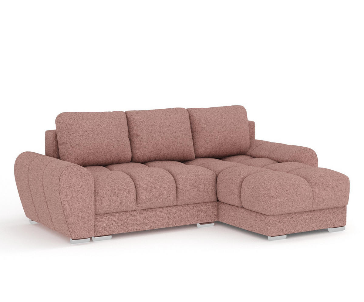 ECKSOFA MIT SCHLAFFUNKTION Peebles Rosa Webstoff - Chromfarben/Pink, Holz/Holzwerkstoff (256/175cm) - Maison de Reve