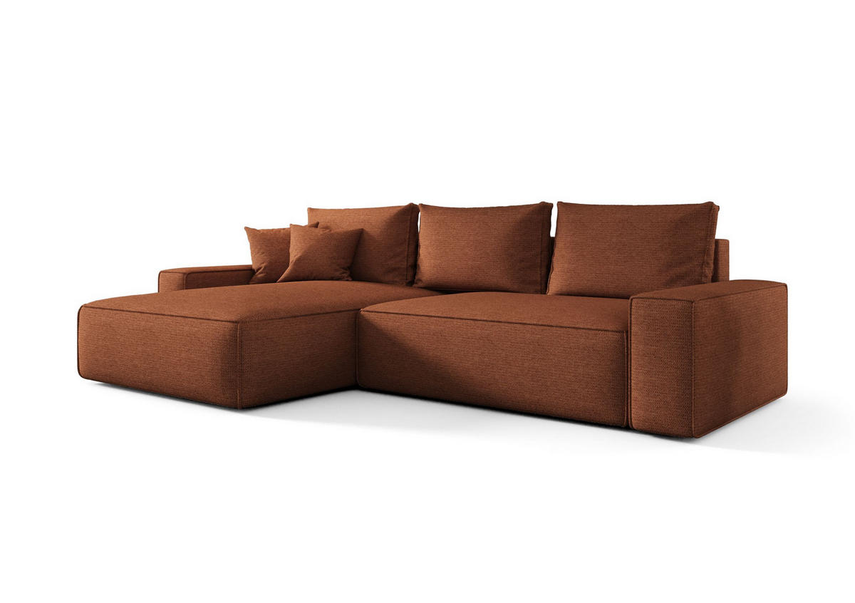 ECKSOFA MONA mit Schlaffunktion ARAGON 56 Links - Orange, Textil (175/280cm) - Bedante