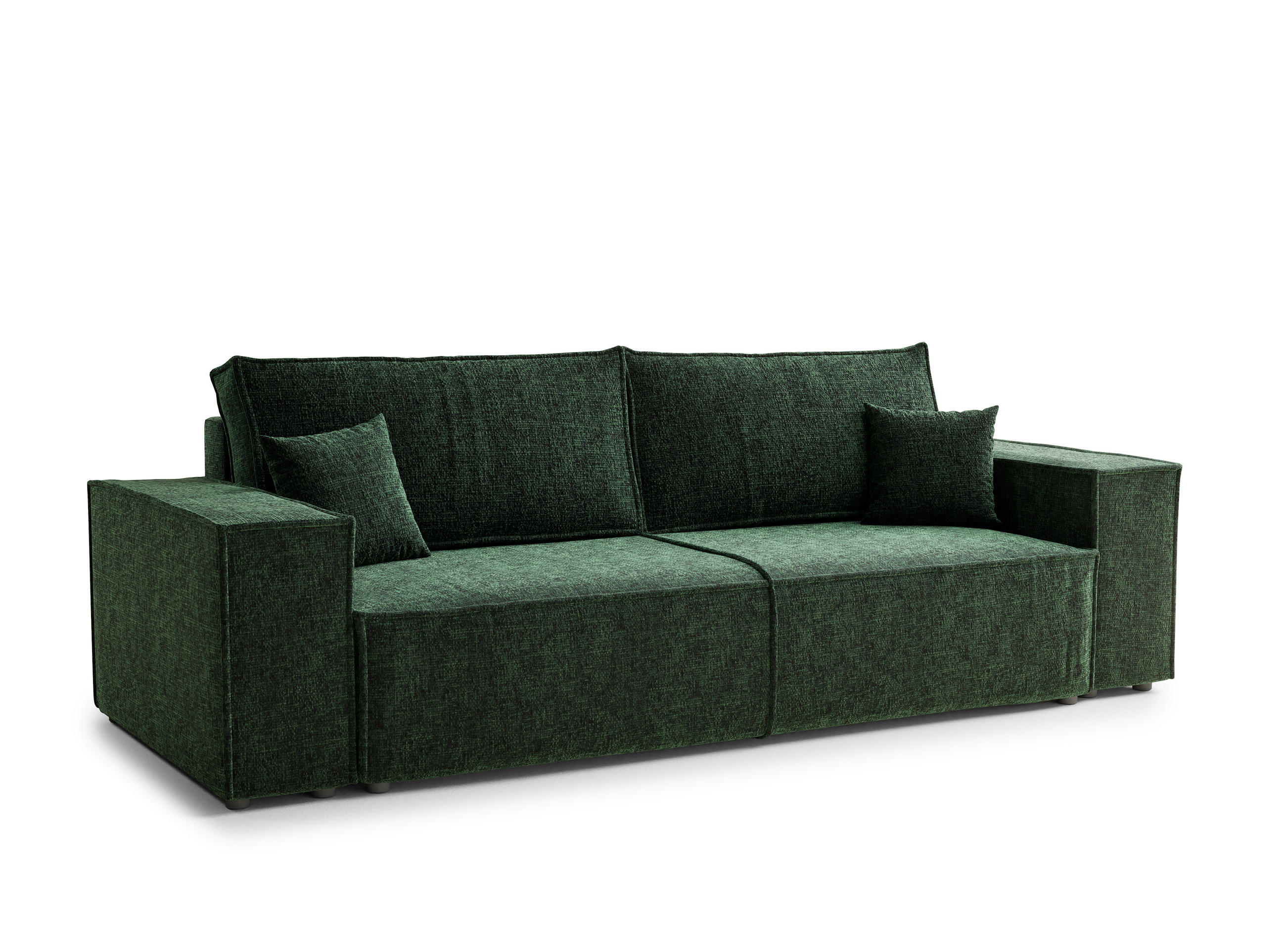 SOFA MIT SCHLAFFUNKTION Milos Dunkelgrün Chenille-Stoff - Dunkelgrün/Schwarz, Holz/Holzwerkstoff (255/70/105cm) - Maison de Reve