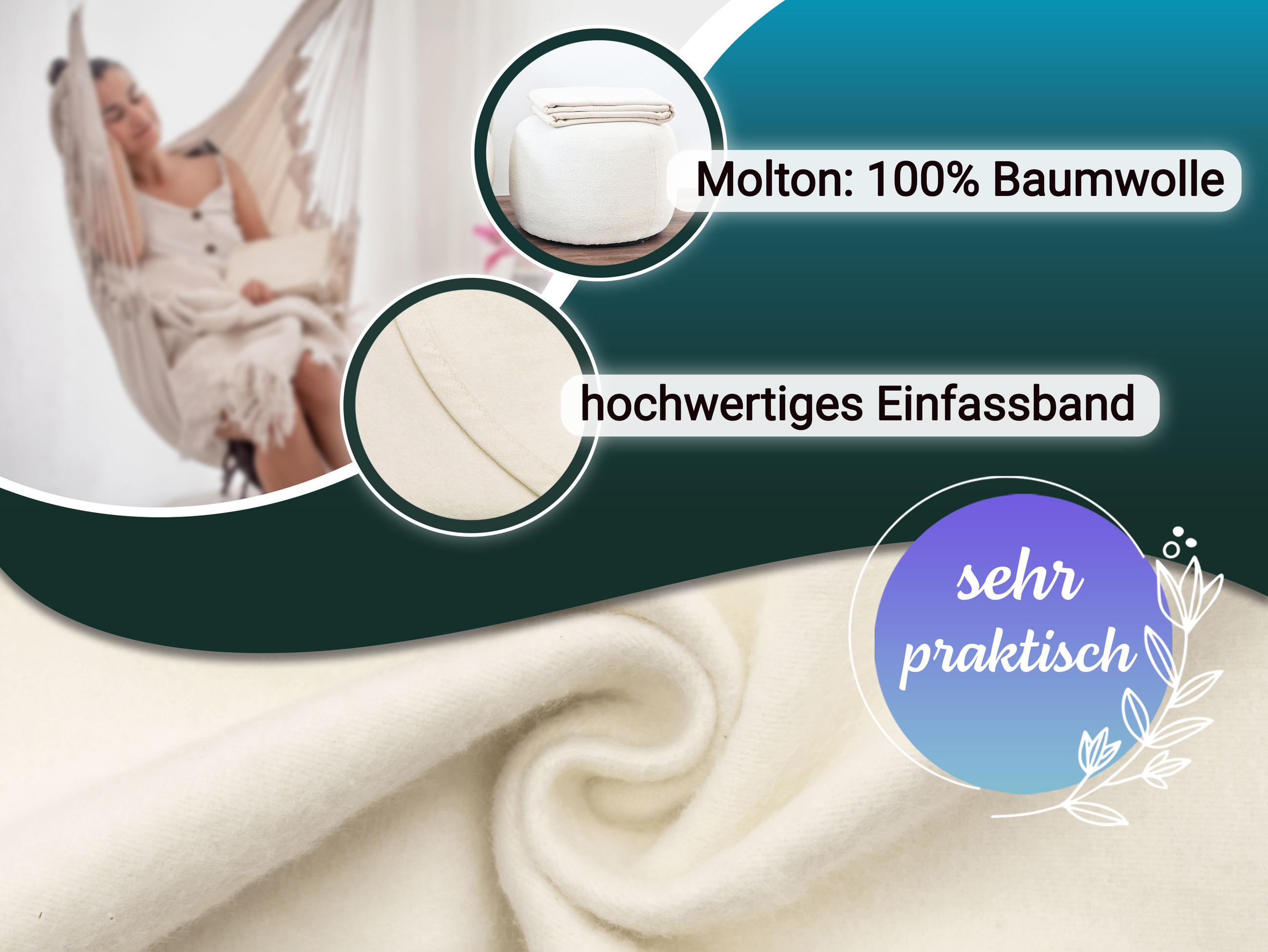 KUSCHELDECKE, 160x200 cm, 100% Baumwolle, Weiß - Weiß, Textil (160/200cm) - Zollner