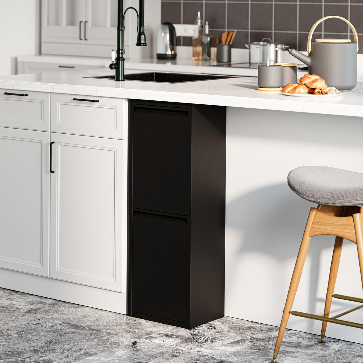 SKŘÍŇ NA ODPADKY Sollentuna - černá, kov/plast (33/93/25cm) - [en.casa]