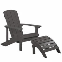 GARTENSTUHL mit Fußhocker Kunstholz dunkelgrau Adirondack - Dunkelgrau, Kunststoff (75/88/88cm) - Beliani