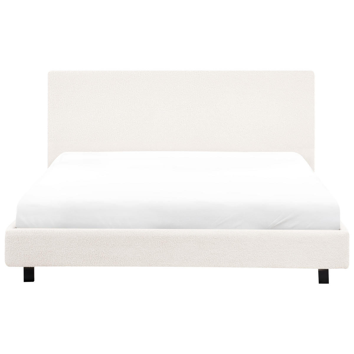 BETT mit Lattenrost 160/200 cm Cremeweiß Albi - Schwarz/Weiß, Textil (160/200cm) - Beliani