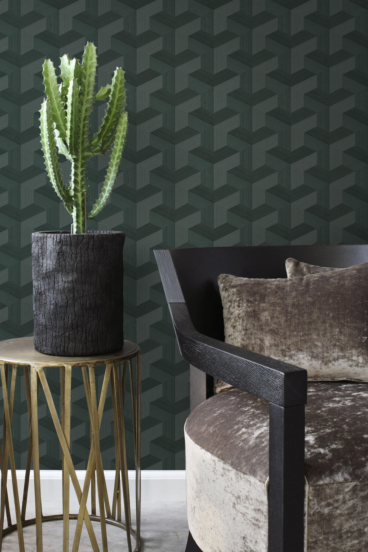 TAPETE 3D-Muster 50 x 900 cm - Grün, Papier (50/900cm) - Origin Wallcoverings