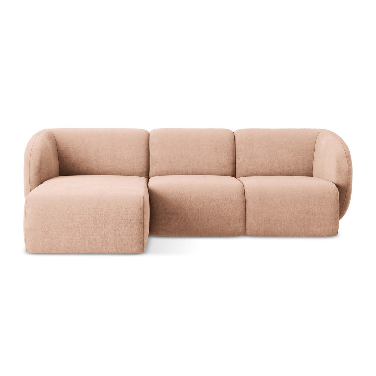 ECKSOFA Links Chenille Stoff Pink - Koralle/Schwarz, Holzwerkstoff/Kunststoff (248/166cm) - LaMiaSofa