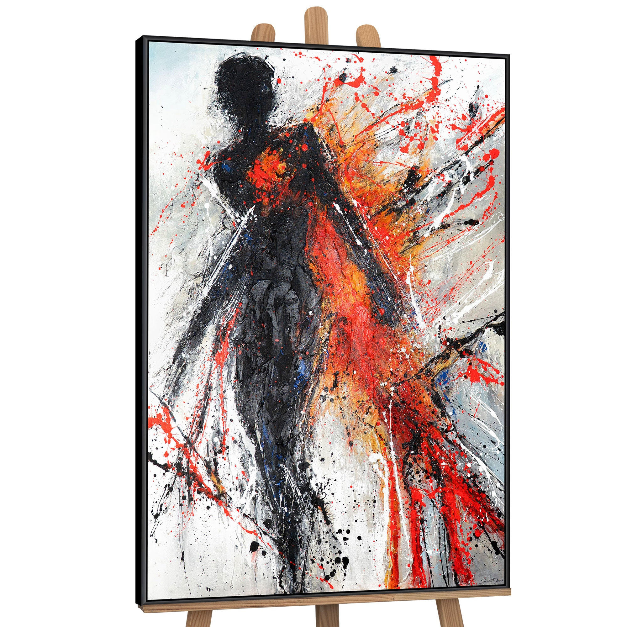 GEMÄLDE Flammende Anmut Schattenfugenrahmen Schwarz 120x80 cm - Schwarz, Holz (120/80cm) - YS-art gallery
