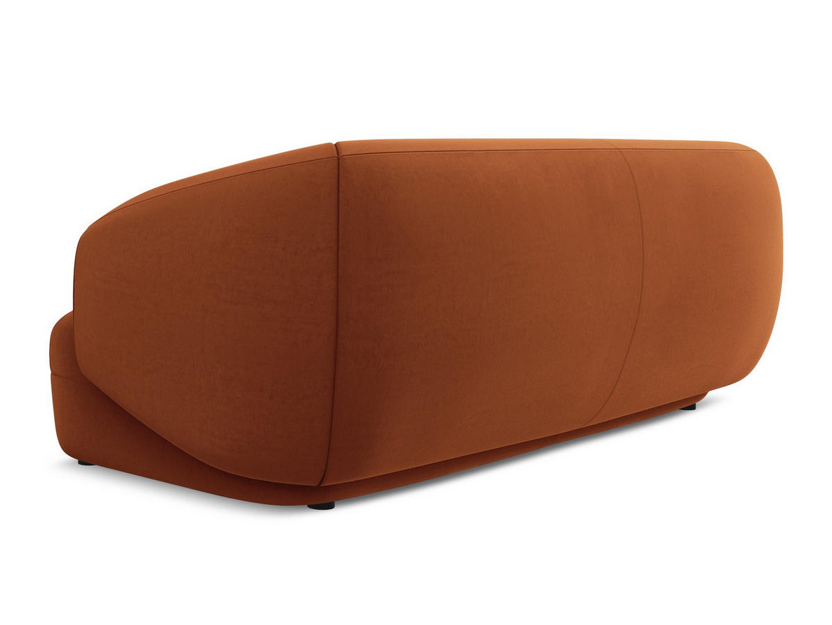 3-SITZER SOFA Samt Stoff Orange - Terra cotta/Schwarz, Kunststoff/Textil (212/81/98cm) - Makamii