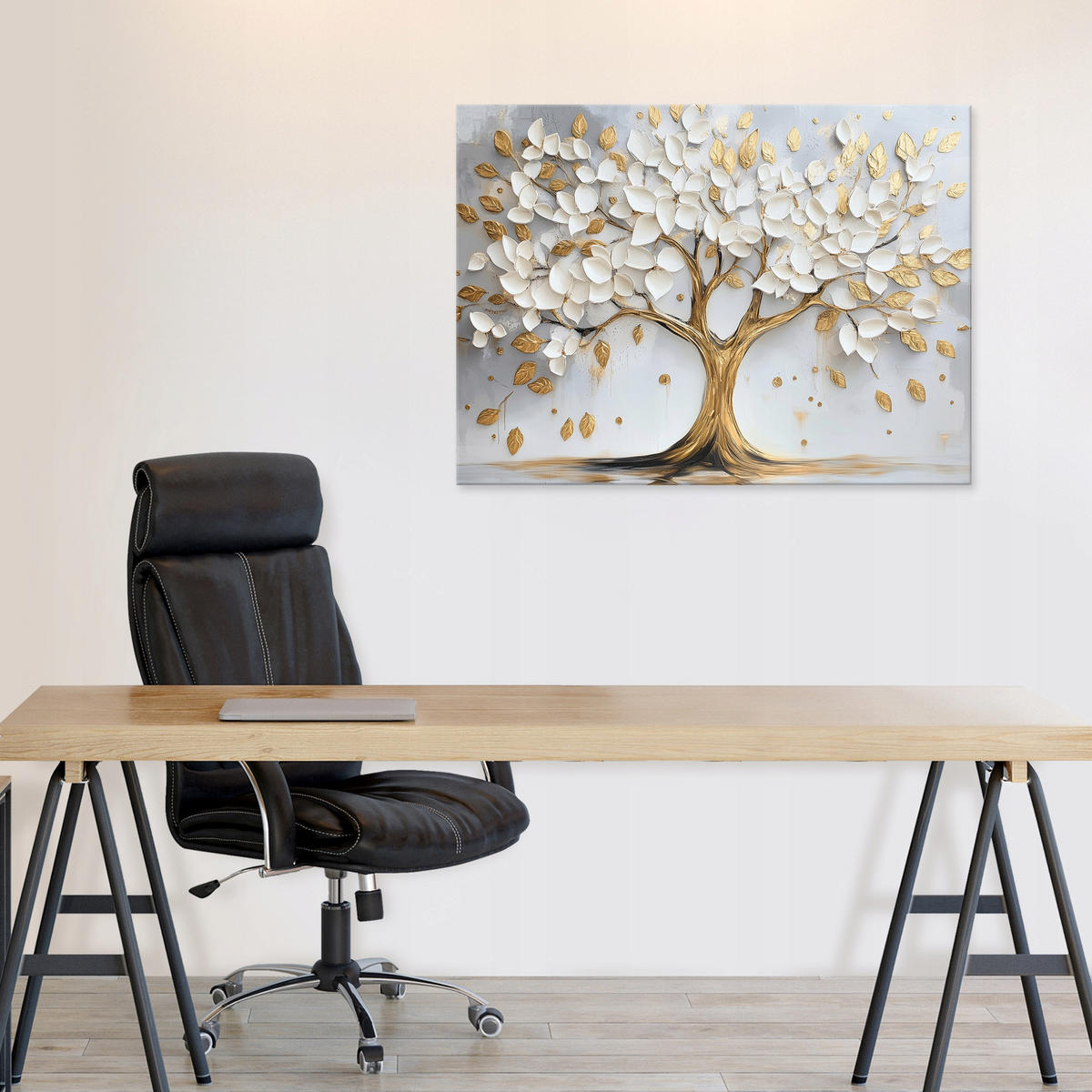 LEINWANDBILD Blumen Abstrakt Baum Modern 120x80 - Multicolor, Holzwerkstoff (120/80cm) - Wallarena