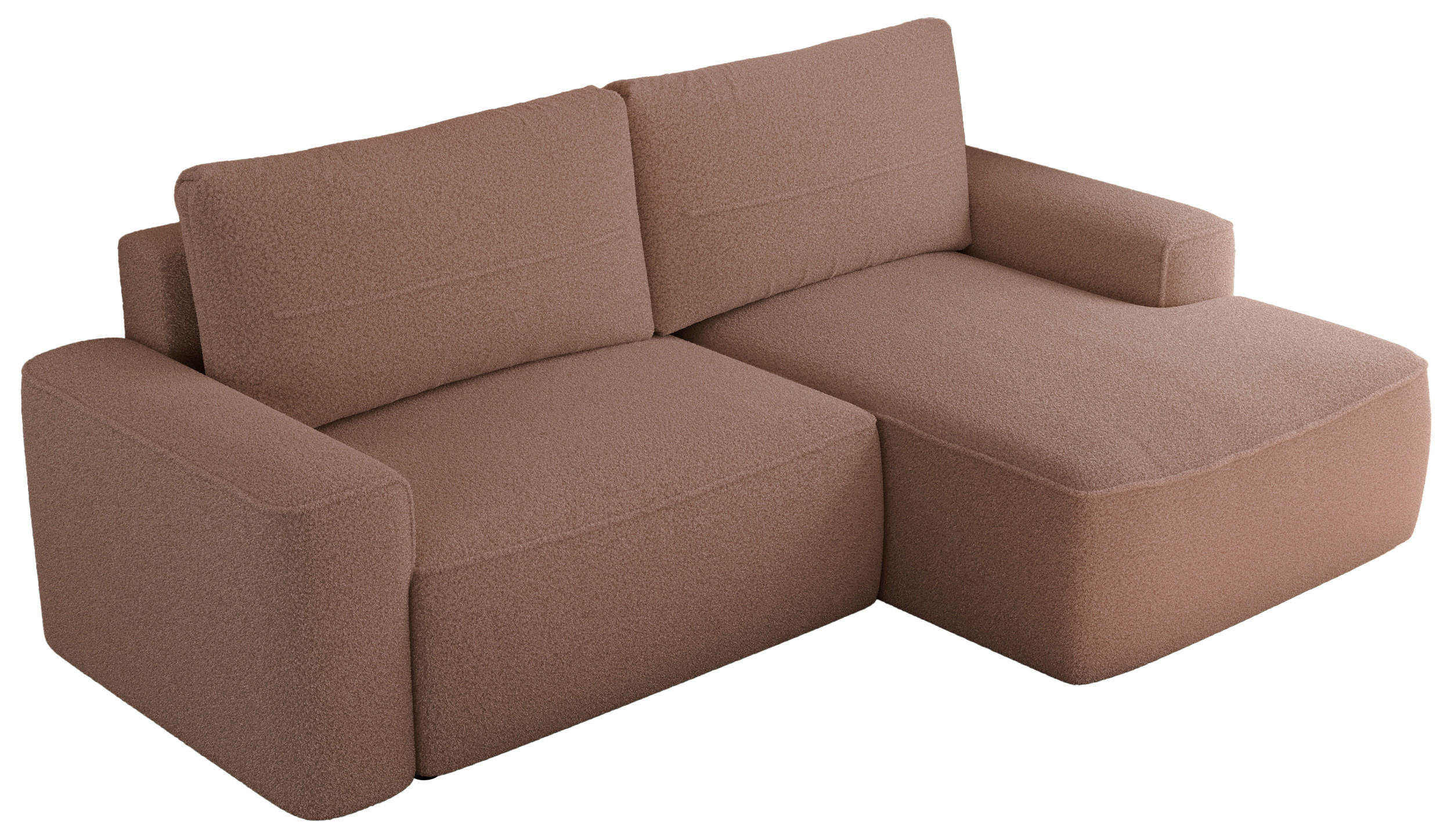 ECKSOFA BELLUNO L Rosa Boucle - Rechts - Schwarz/Rosa, Textil (233/144cm) - MKS