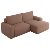 ECKSOFA BELLUNO L Rosa Boucle - Rechts - Schwarz/Rosa, Textil (233/144cm) - MKS
