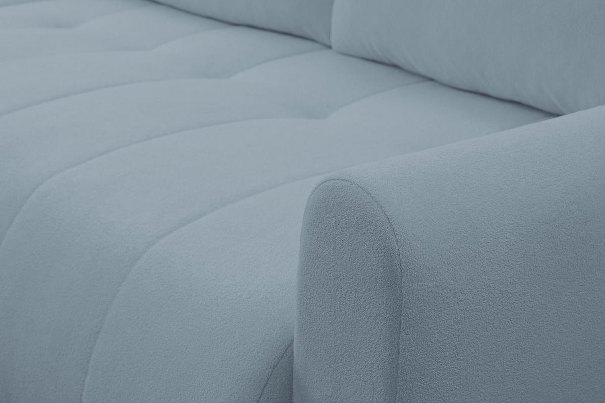 ECKSOFA Sprento Hellblau, aus Boucle-Stoff, mit Schlaffunktion und Bettzeugfach - Hellblau, Holzwerkstoff/Textil (230/149cm) - Bettso