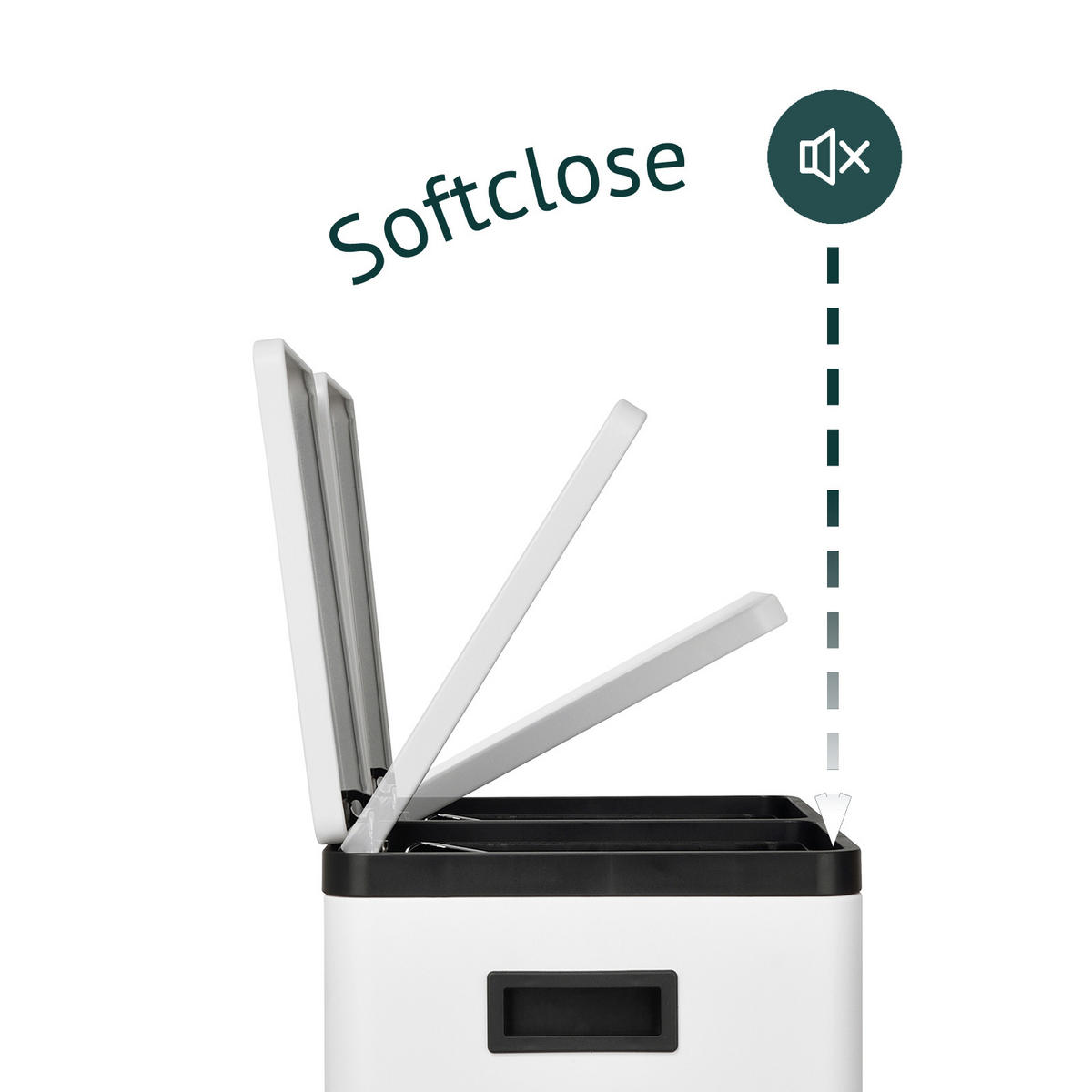 MÜLLTRENNSYSTEM TMH2X30 2x30L 2 Fächer Mülleimer Pulverbeschichteter Stahl Weiß - Weiß, Metall (47/72/32cm) - SVITA