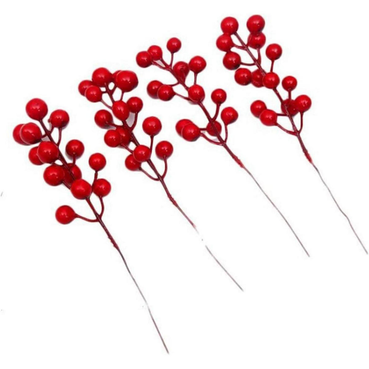 KÜNSTLICHE Beeren 20er Set Rot 17cm - Rot, Kunststoff (5cm)