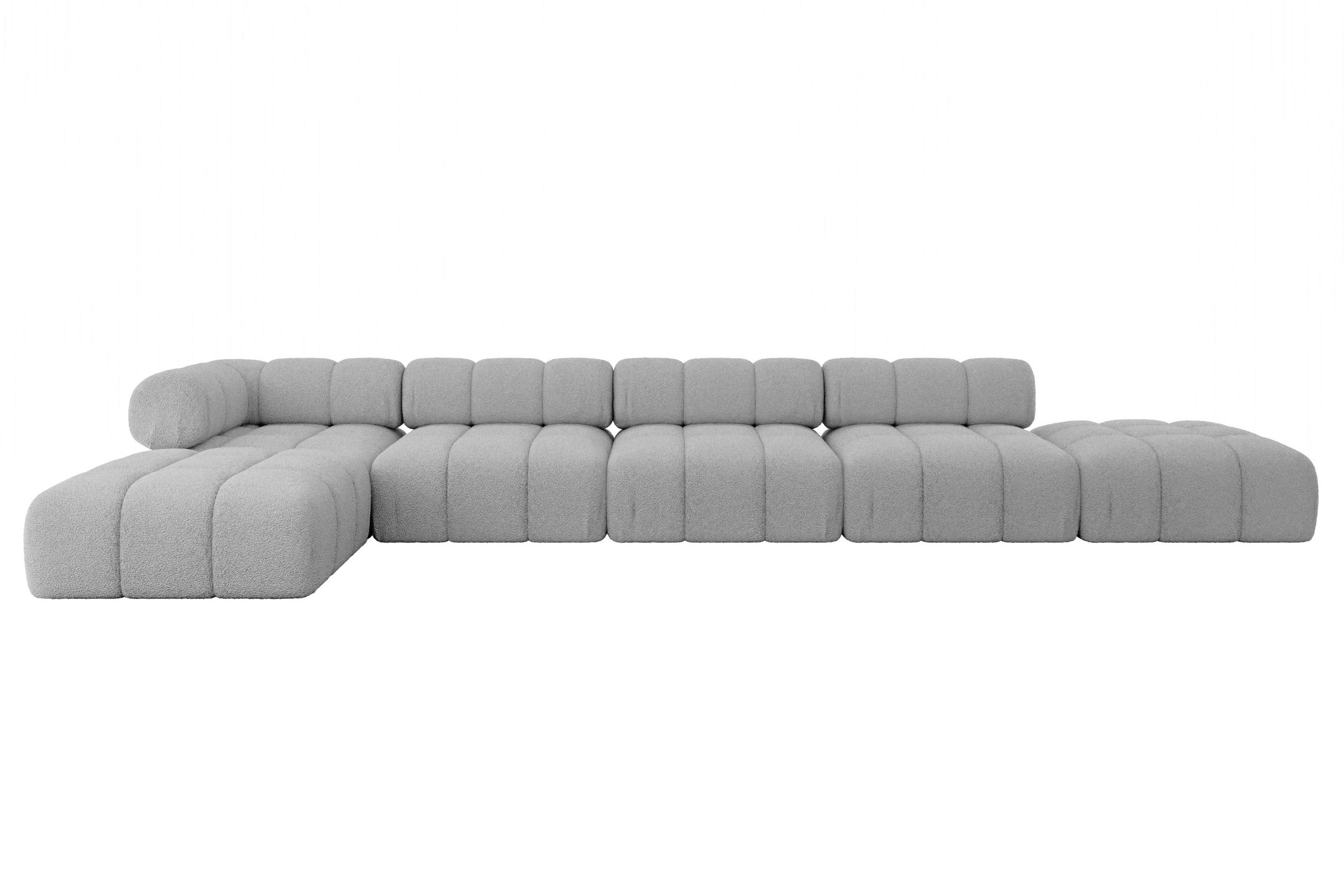ECKSOFA modulares Sofa Kerru-L3 - 475x190x70 cm Hellgrau Bouclé - Hellgrau, Holzwerkstoff/Textil (475/190cm) - ALTDECOR