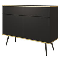 KOMMODE mit Schubladen Rodi - 2 Türen, Schwarz - Schwarz, Holz/Metall (107/85/39cm) - Emporius