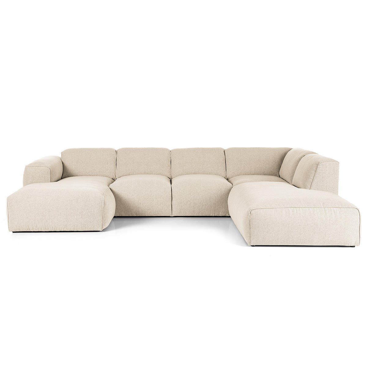 WOHNLANDSCHAFT mit Longchair - Beige/Schwarz, Kunststoff/Textil (325/71/235cm) - home24