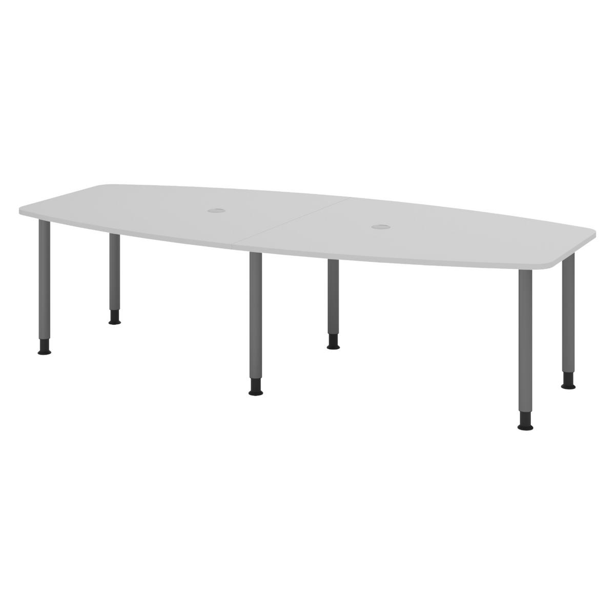 KONFERENZTISCH mittel KT28 130/280/74 cm in Grau/Füße in Graphitfarben - Graphitfarben/Grau, Holzwerkstoff (130/280/74cm) - bümö