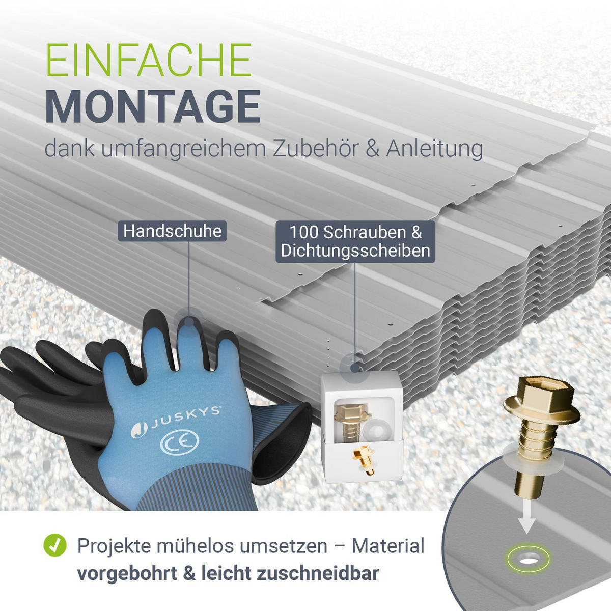 PROFILBLECH Grau 110x45 cm 14er-Set - Grau, Metall (45/110cm) - Juskys