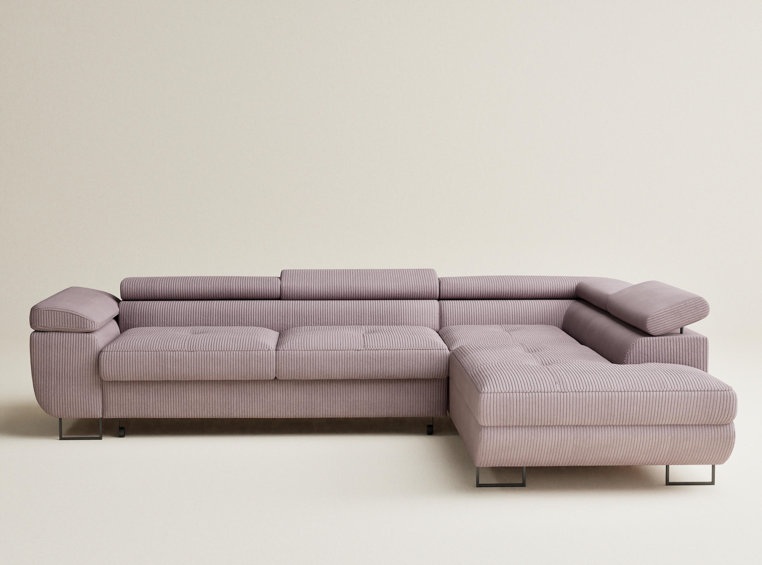 ECKSOFA MIT SCHLAFFUNKTION Concord Lila Samtstoff - Lila/Schwarz, Holz/Holzwerkstoff (277/203cm) - Maison de Reve