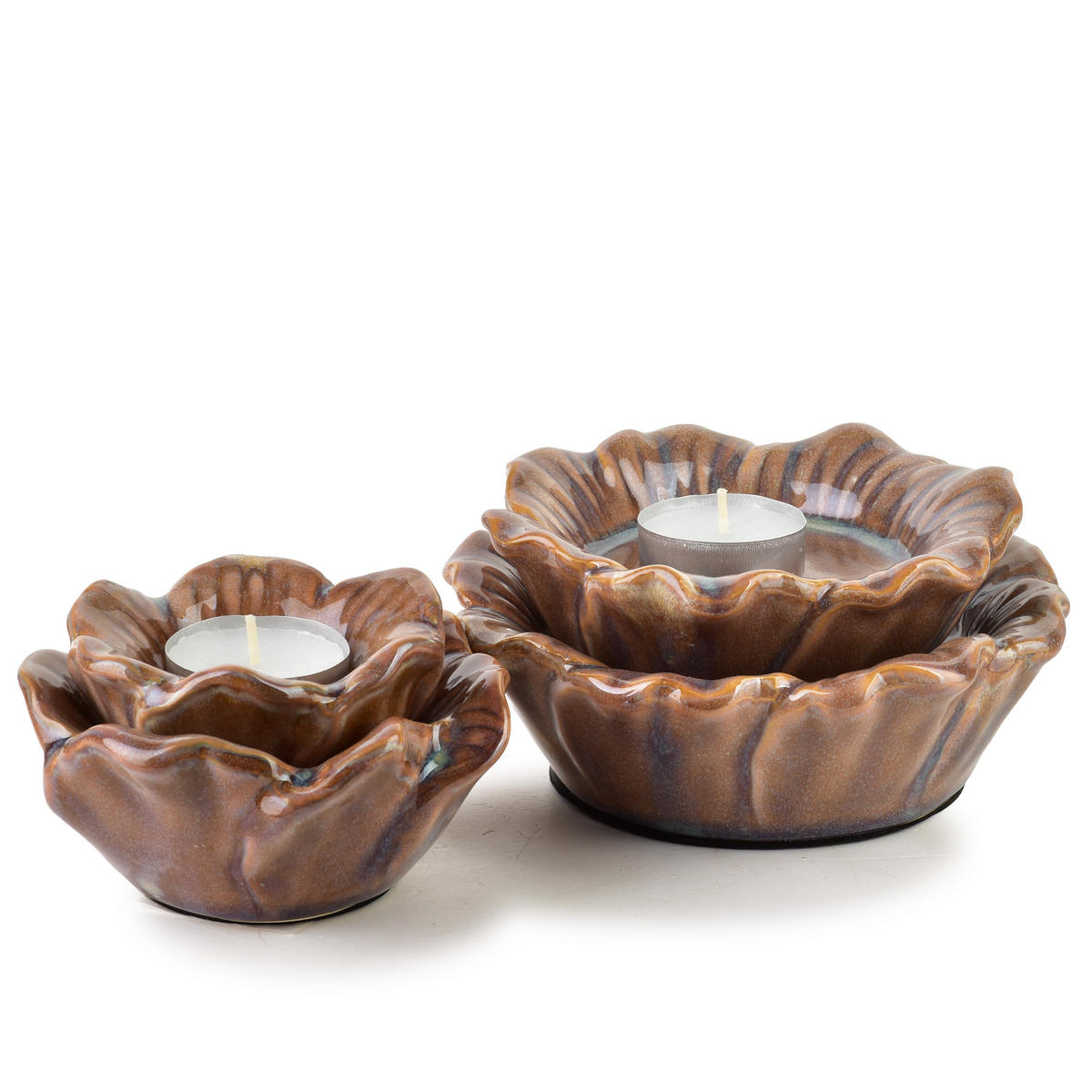 KERZENHALTER Yarine braun 11/11/6 cm Keramik - Braun, Keramik (11/6cm) - Mondex