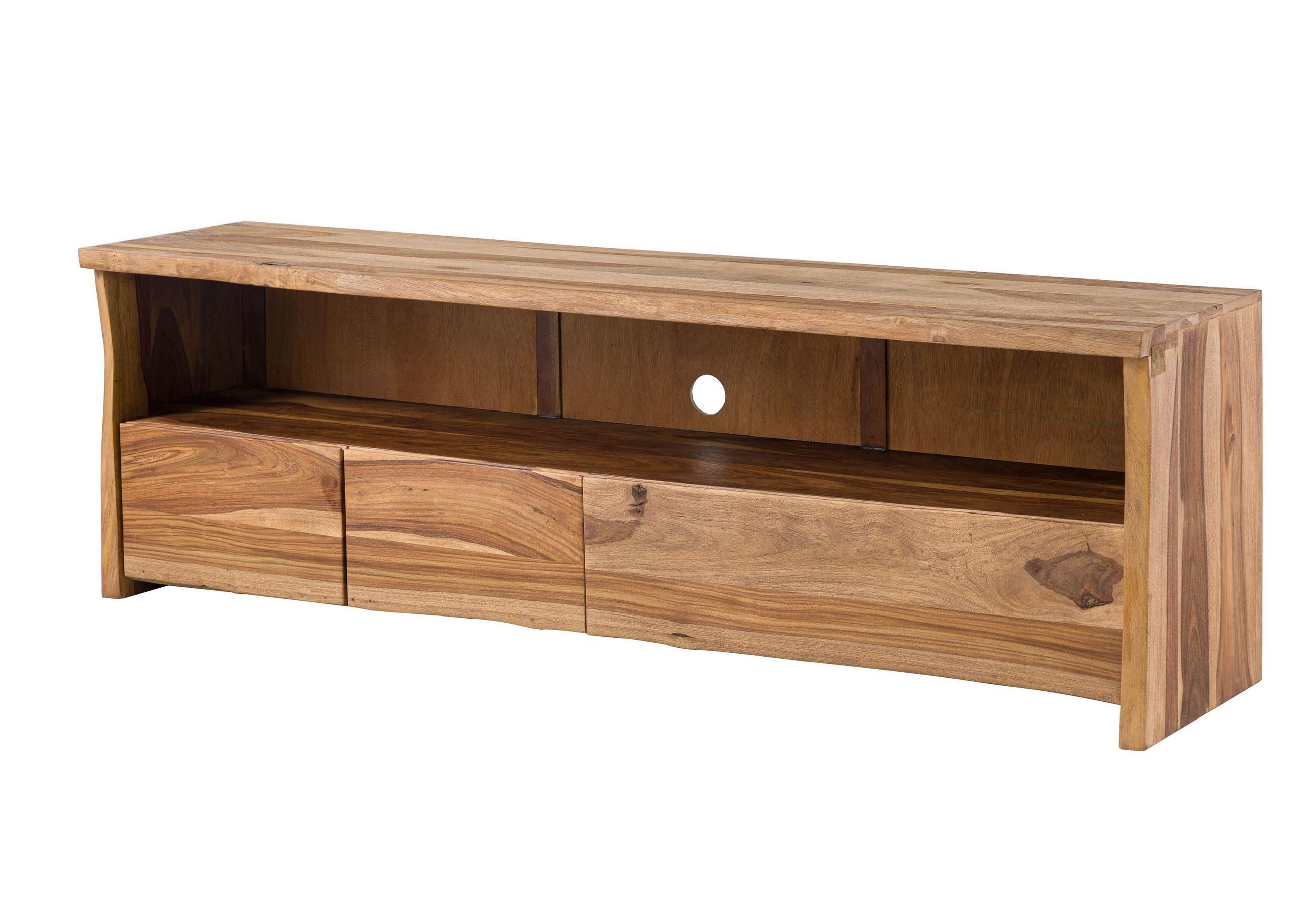 TV-BOARD Sheesham 190x50x60 natur lackiert / sandgestrahlt PURE SHEESHAM #220 - Naturfarben, Holz (190/60/50cm) - Massivmoebel24