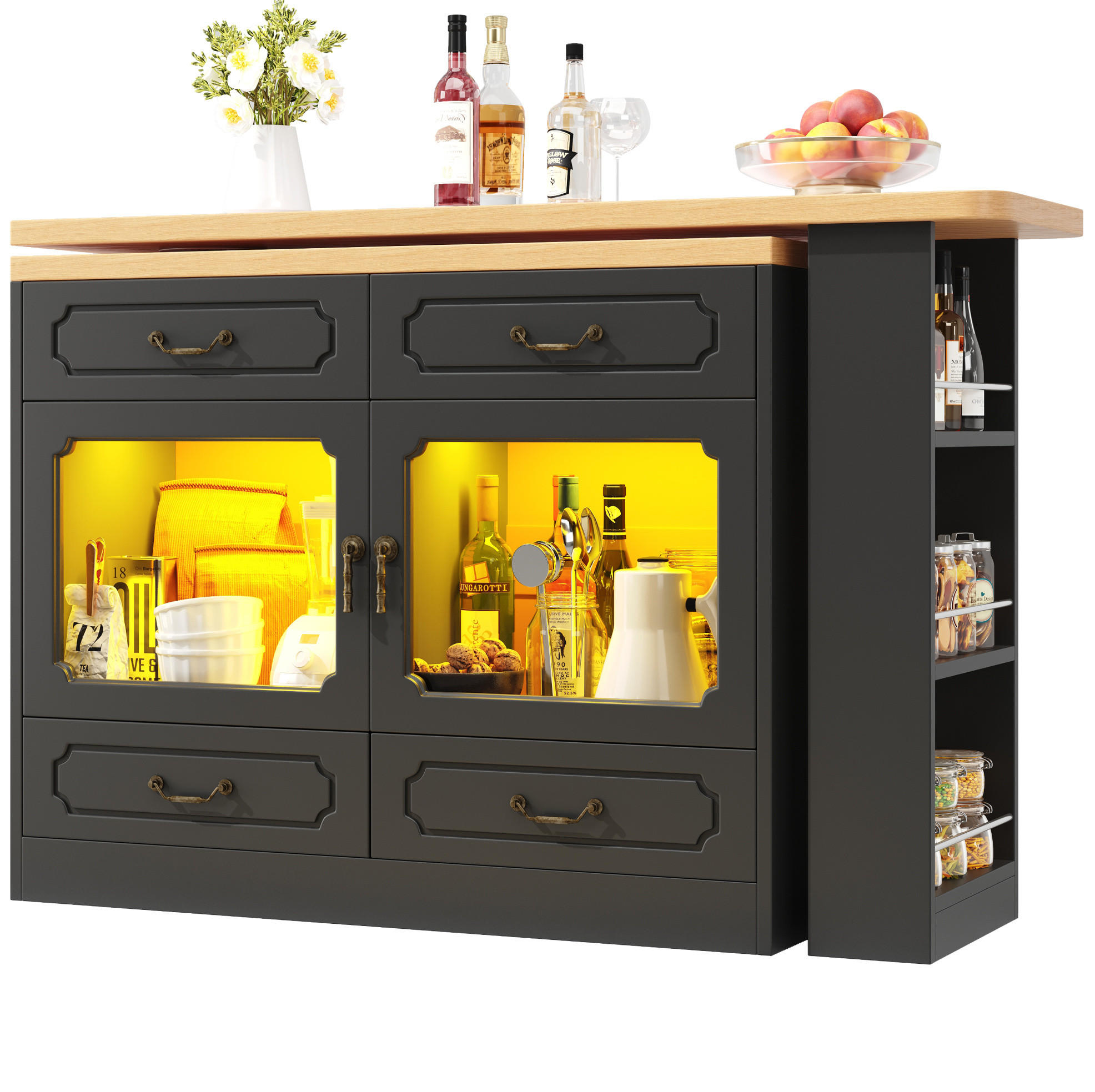 Meubliv Bartisch Schwarz 39x92.8x203 cm