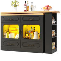 BARTISCH ausziehbar mit Stauraum 135-203 x 39 x 92,8 cm Schwarz - Schwarz, Holzwerkstoff (39/92.8/203cm) - Meubliv