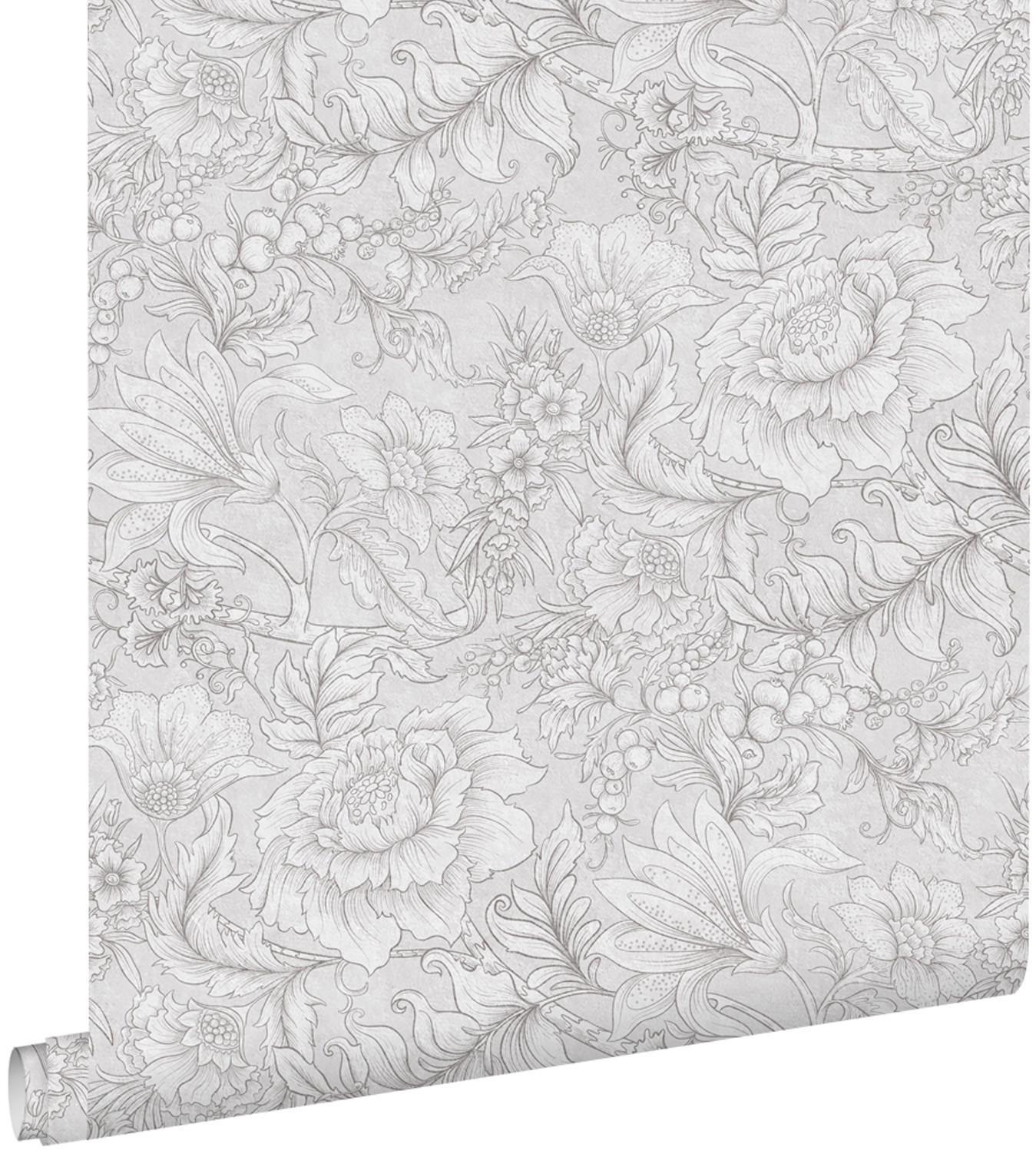 TAPETE Blumenmuster 50 x 900 cm - Grau, Papier (50/900cm) - ESTAhome