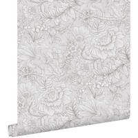 TAPETE Blumenmuster 50 x 900 cm - Grau, Papier (50/900cm) - ESTAhome