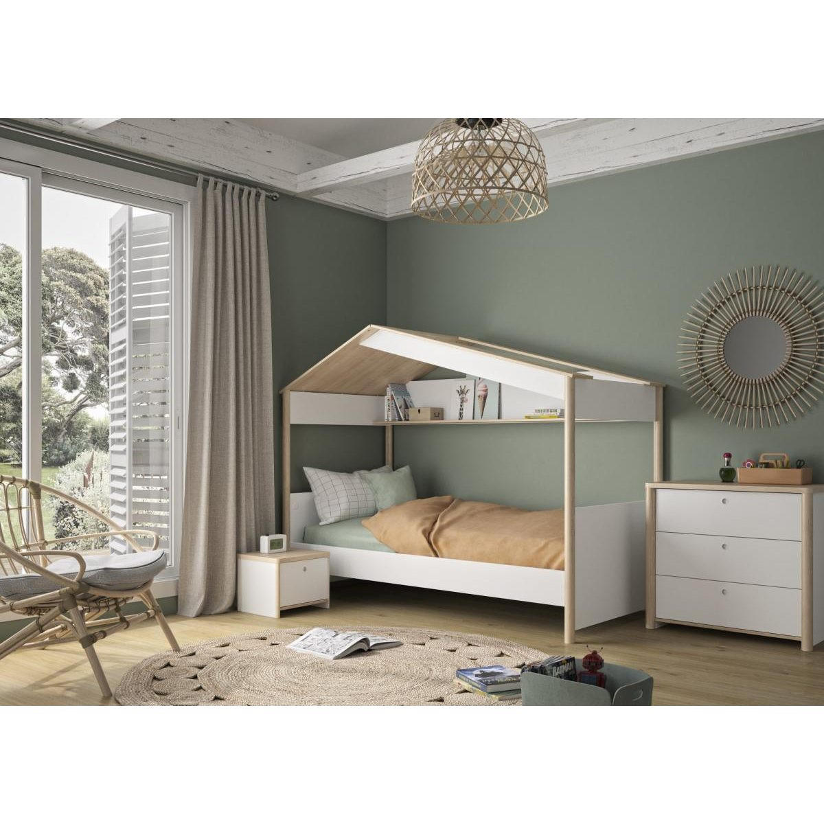 HAUSBETT 90x200 cm – MATIS - Weiß, Holzwerkstoff (90/200cm) - Calicosy