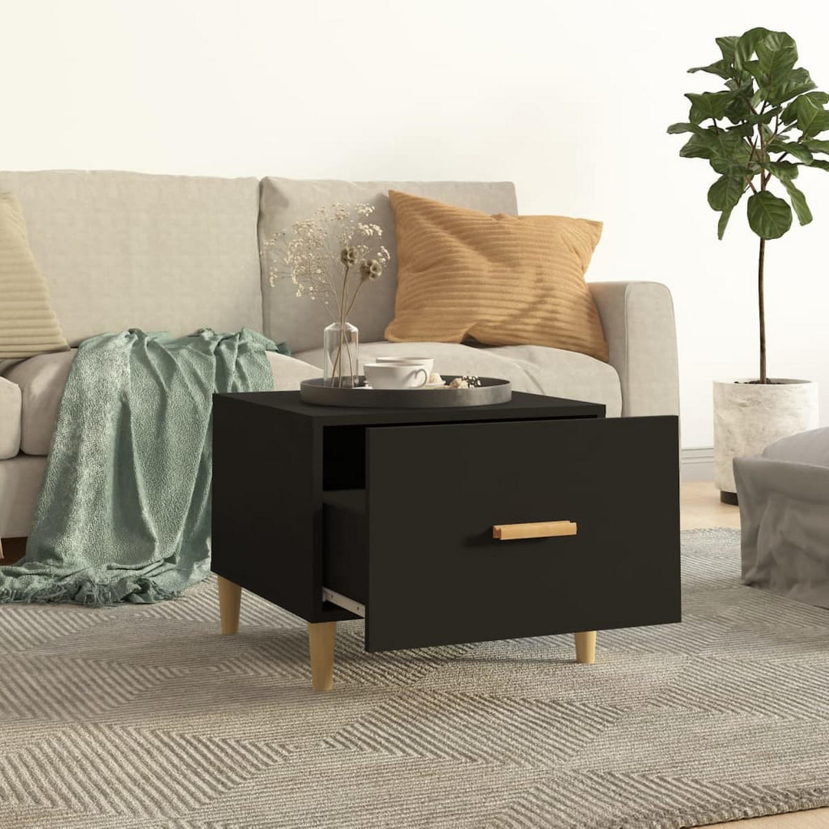 COUCHTISCHE 2 Stk. Schwarz 50x50x40 cm Holzwerkstoff - Schwarz, Holzwerkstoff (50/50/40cm) - furnicato