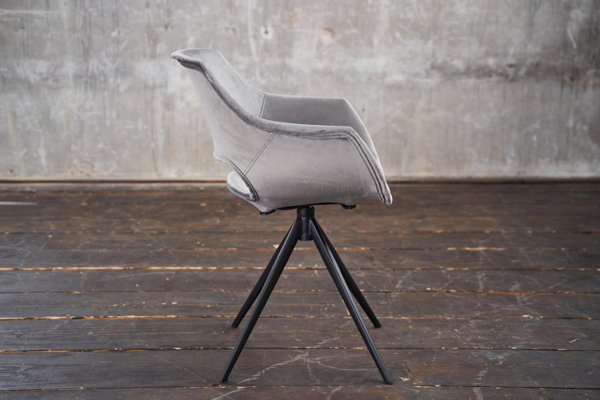 DREHSTUHL ZAJA Grau Velvet - Grau, Textil (57/85/59cm) - KAWOLA