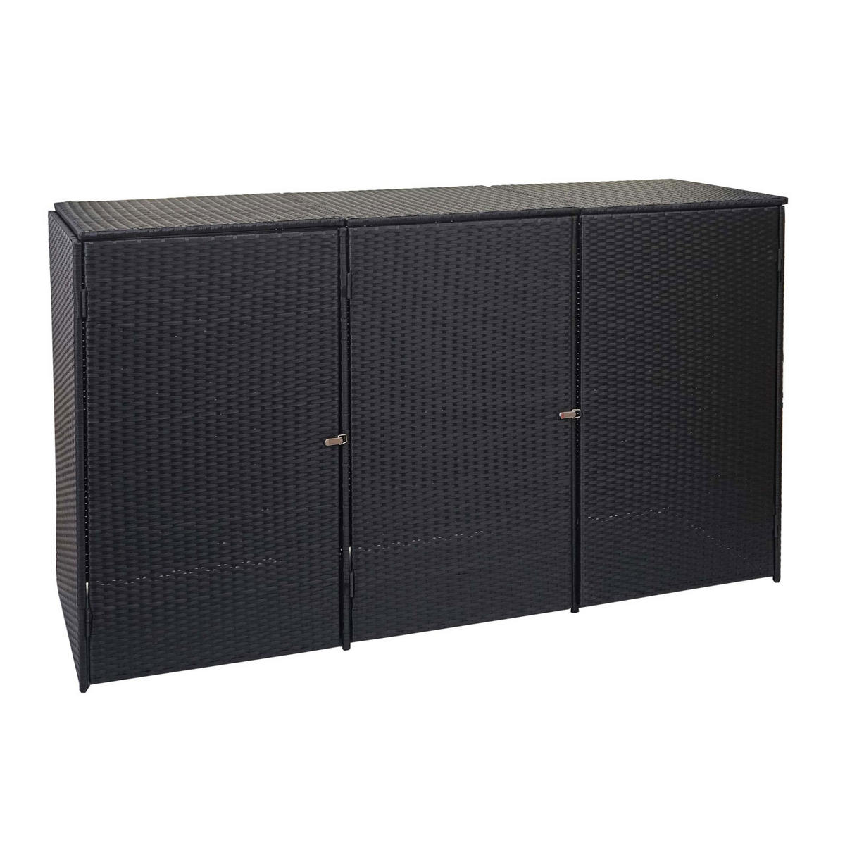 3ER-MÜLLTONNENVERKLEIDUNG Schwarz - Schwarz, Kunststoff (195/110/66cm) - MCW