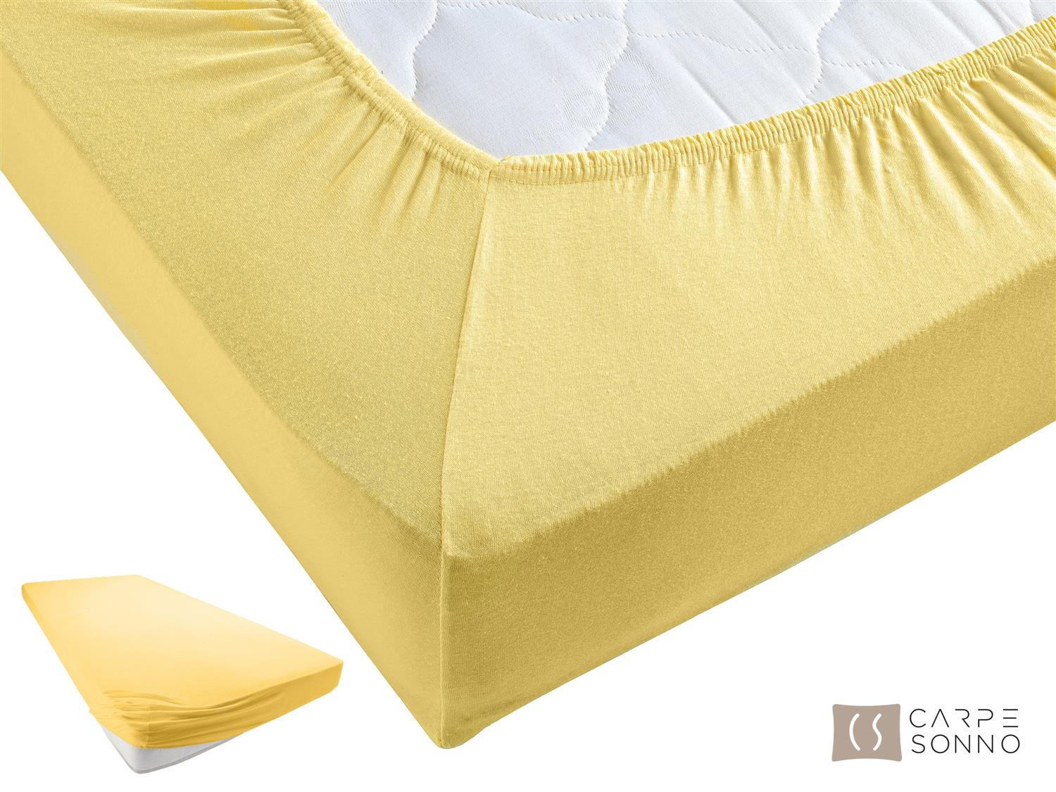 Thumbnail - Carpe Sonno Jersey-Spannbettlaken, Gelb, Textil, Uni, Füllung: Baumwollfüllung, Rechteckig, 90x200 cm, Oeko-Tex® Made IN...