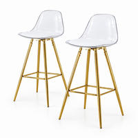 BARHOCKER 2er-Set Goldfarben Transparent mit Fußstütze - Goldfarben, Metall (33/96.5/38cm) - MIVRAY