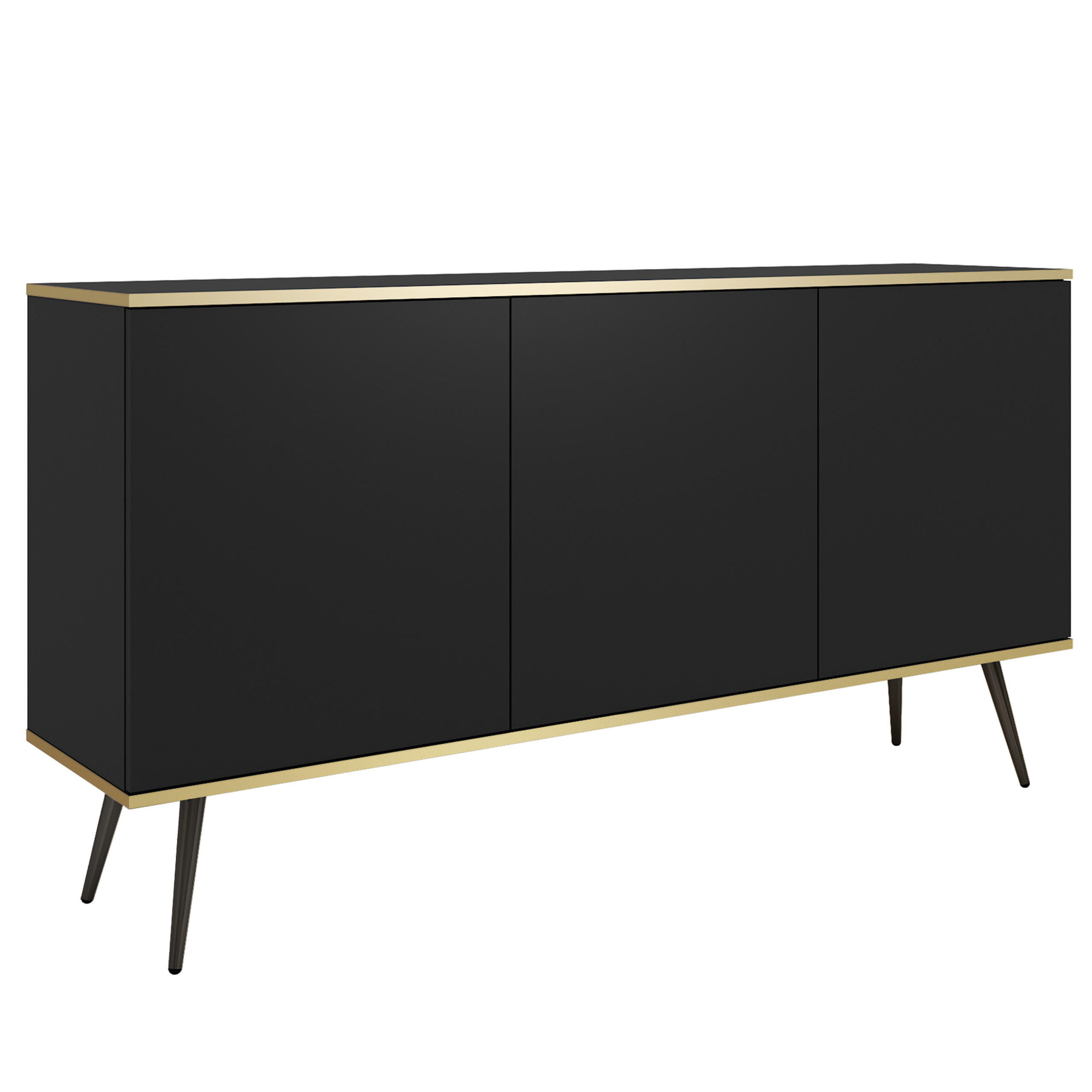 SIDEBOARD VENEZIA 160/85/39cm 3 Türen Schwarz - Schwarz, Holzwerkstoff (160/85/39cm) - MASSENO
