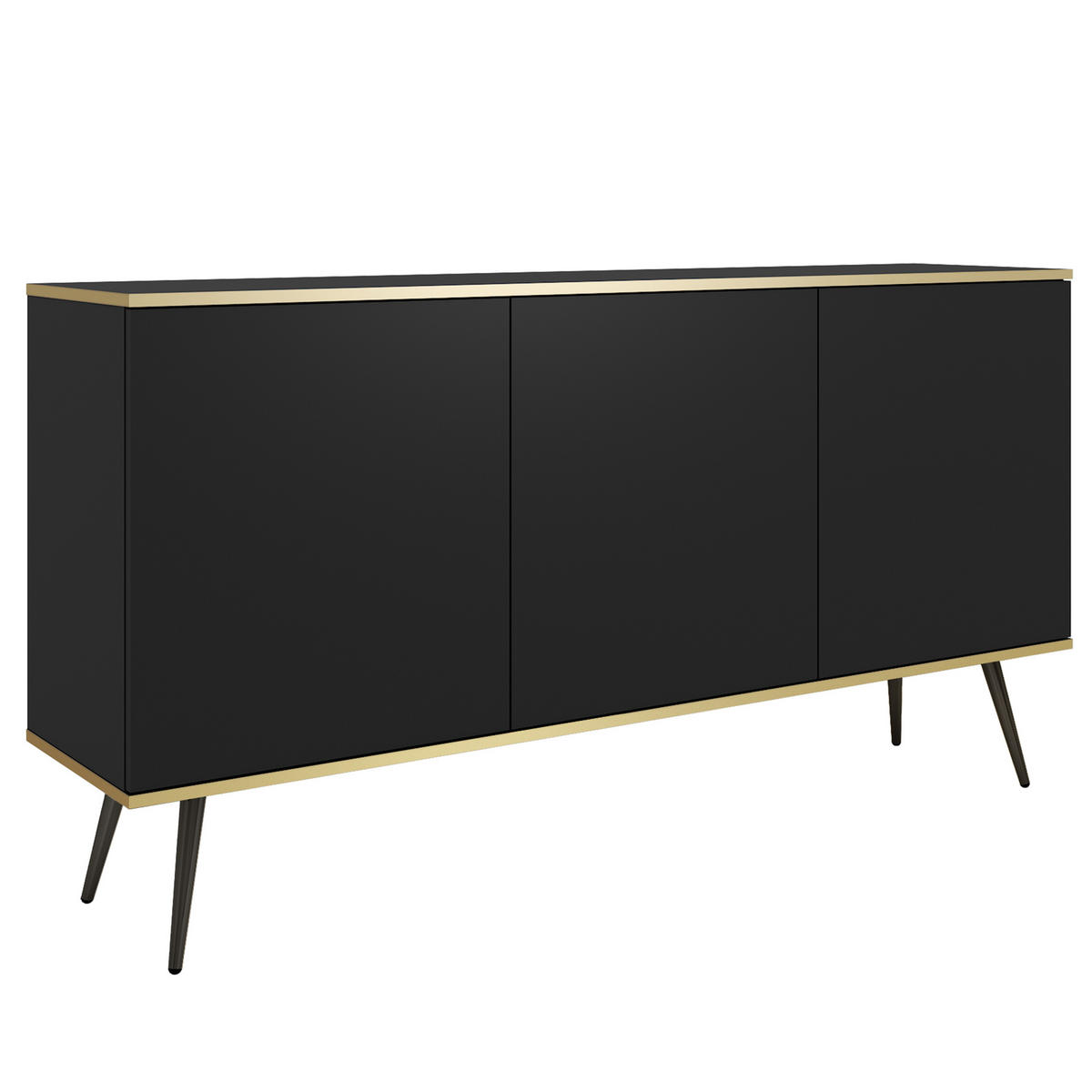 SIDEBOARD VENEZIA 160/85/39cm 3 Türen Schwarz - Schwarz, Holzwerkstoff (160/85/39cm) - MASSENO