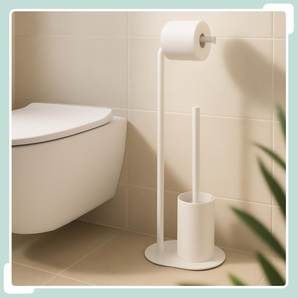 WC-GARNITUR - Weiß, Kunststoff/Metall (23/64.5/17cm) - Relaxdays